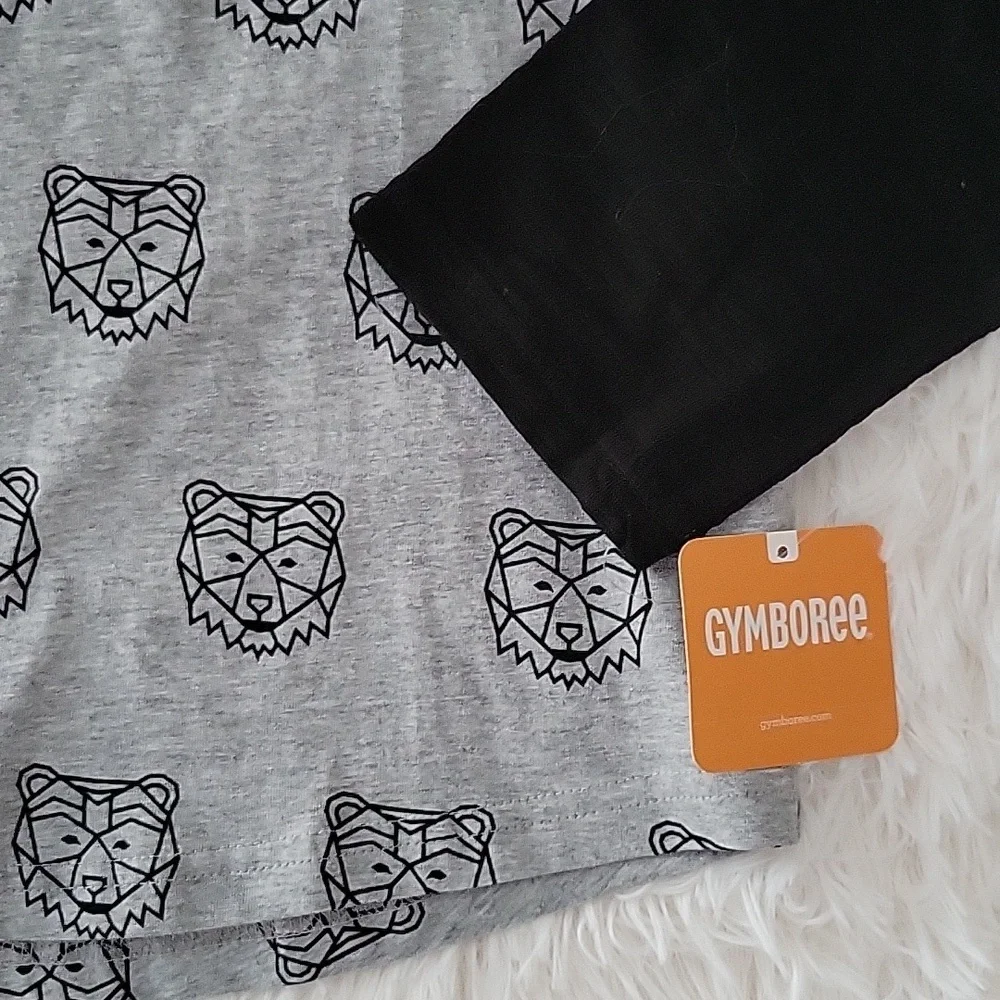 Gymboree Bear Print Long Sleeve T-Shirt Gray And Black Boys Size XL 14